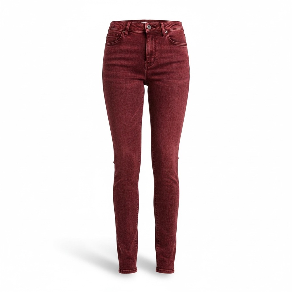 TOPSHOP JAIME- high waist Red Acid Wash Skinny jeans - Picture 1 of 13
